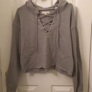 Pacsun Cropped Lace Up Hoodie